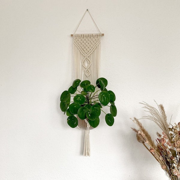 Makramee Pflanzenhänger | Blumenampel für die Wand | Boho Dekoration