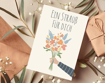 Postkarte Blumenstrauß | Geburtstagskarte "Ein Strauß für dich" | Grußkarte | DIN A6