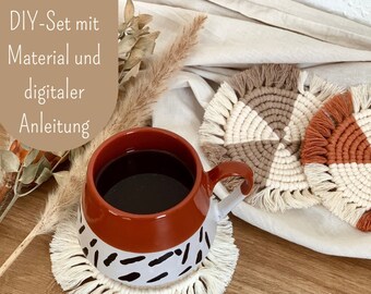 Makramee Untersetzer DIY-Set | PDF-Anleitung und Material | für Anfänger | ein- oder zweifarbig