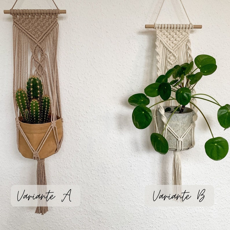 Makramee Pflanzenhänger Set - 2 Stück, 76 Cm, Mit Holzperlen