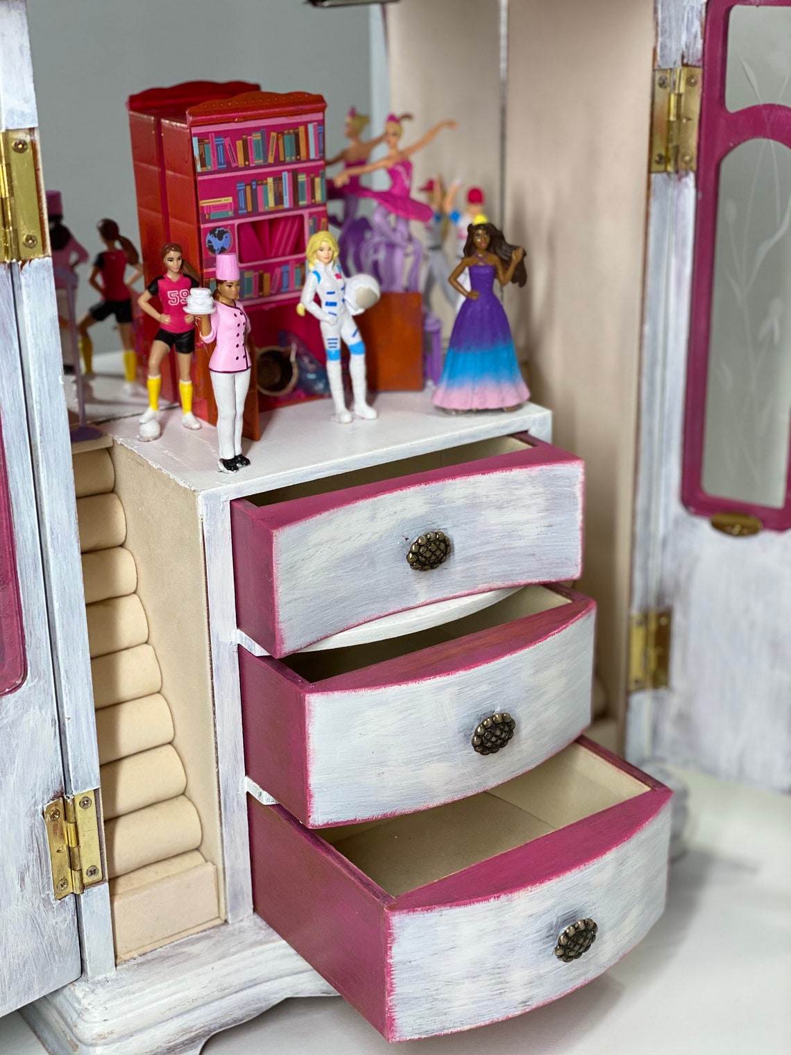 Barbie, Jewelry Box With Flowers, Trinkets Storage, Kids Room Decor Etsy