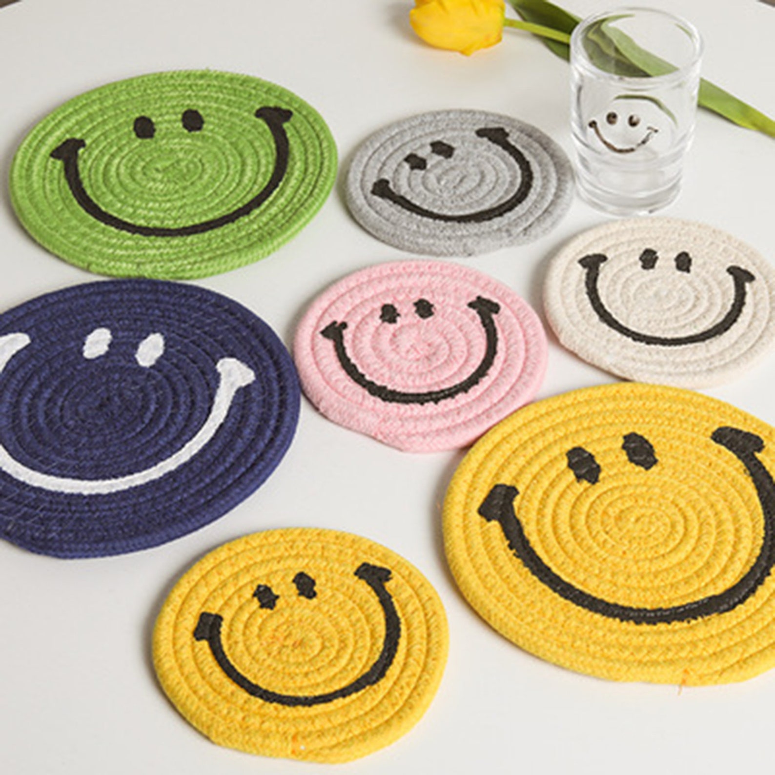 Coasters Hand Woven Coasters Table Mat Creative Coasters Etsy