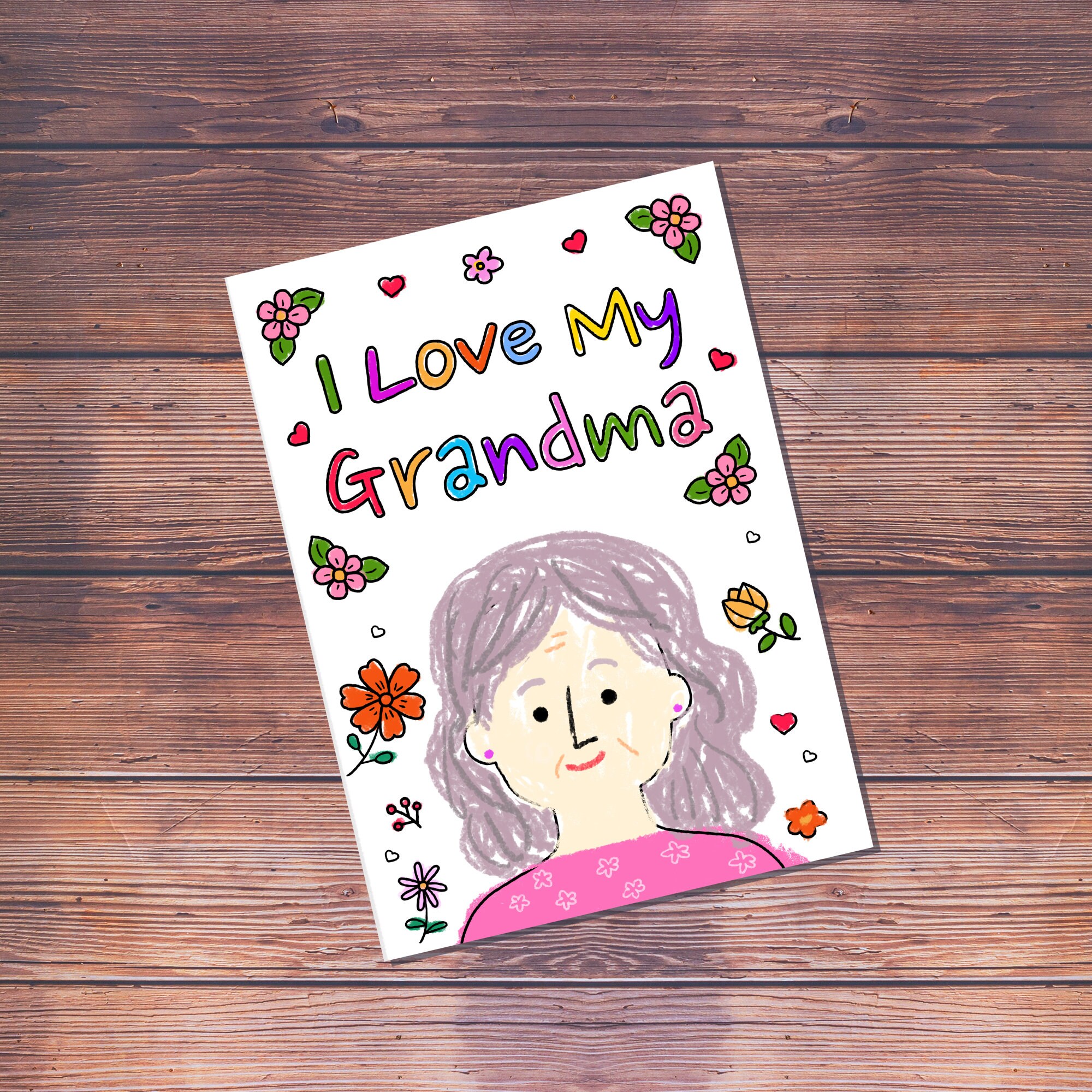 PRINTABLE Happy Birthday Grandma, Printable Coloring Card, Grandma Gift ...