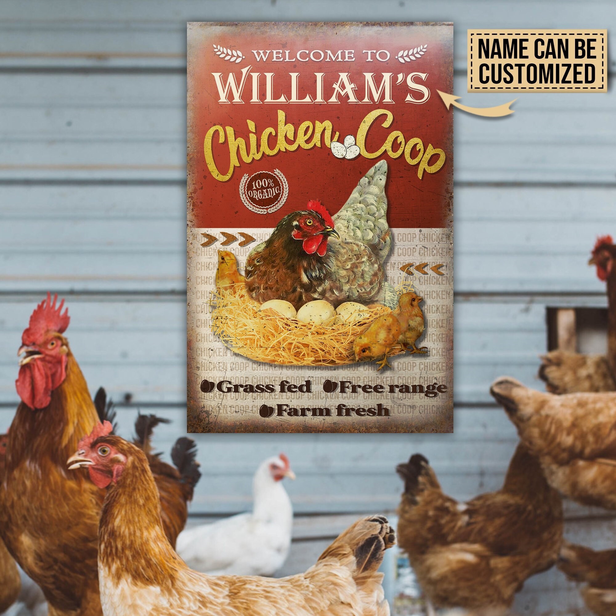 Personalized Chicken Coop Classic Metal Sign Vintage Rust Etsy