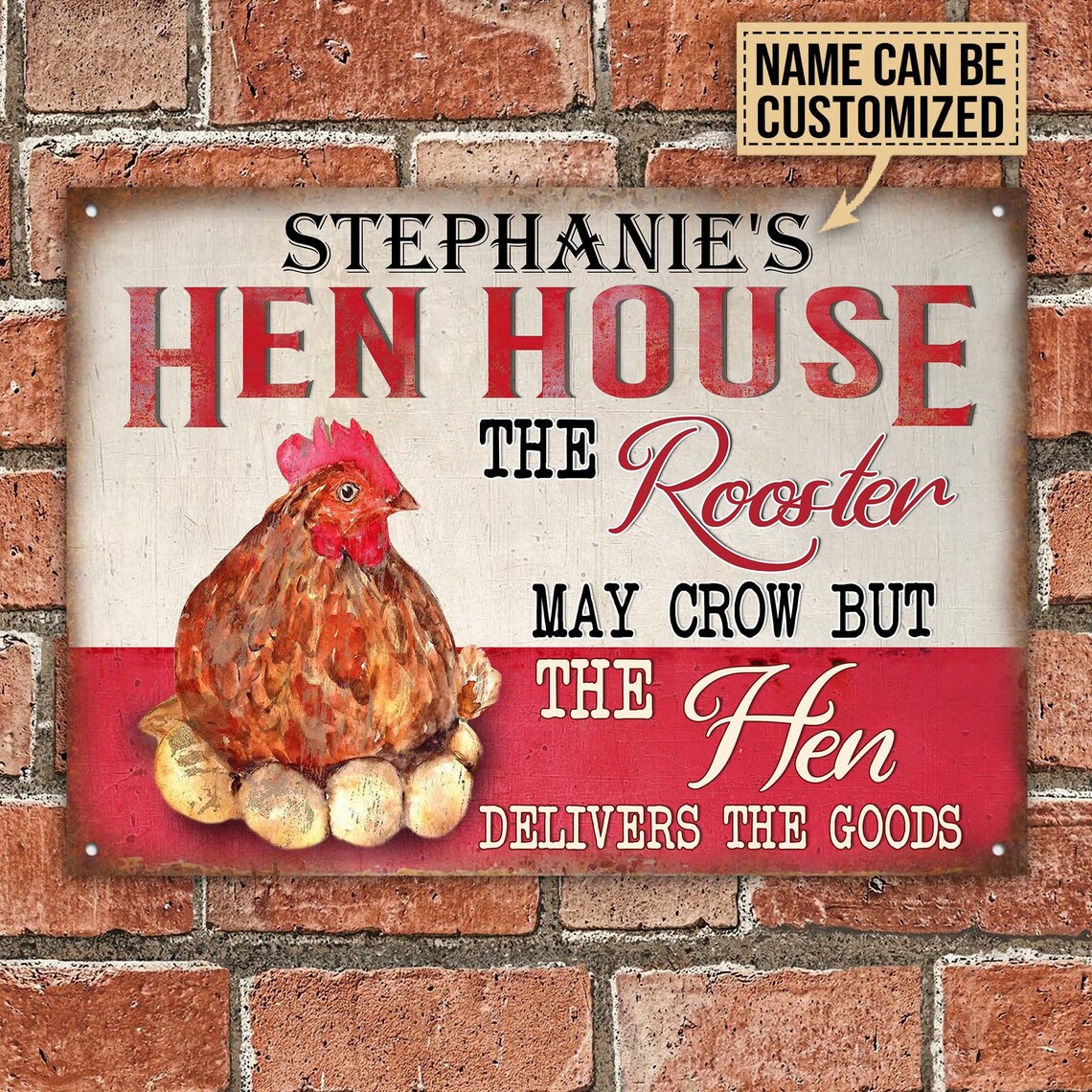 Personalized Hen House Classic Metal Sign The Hen Delivers Etsy