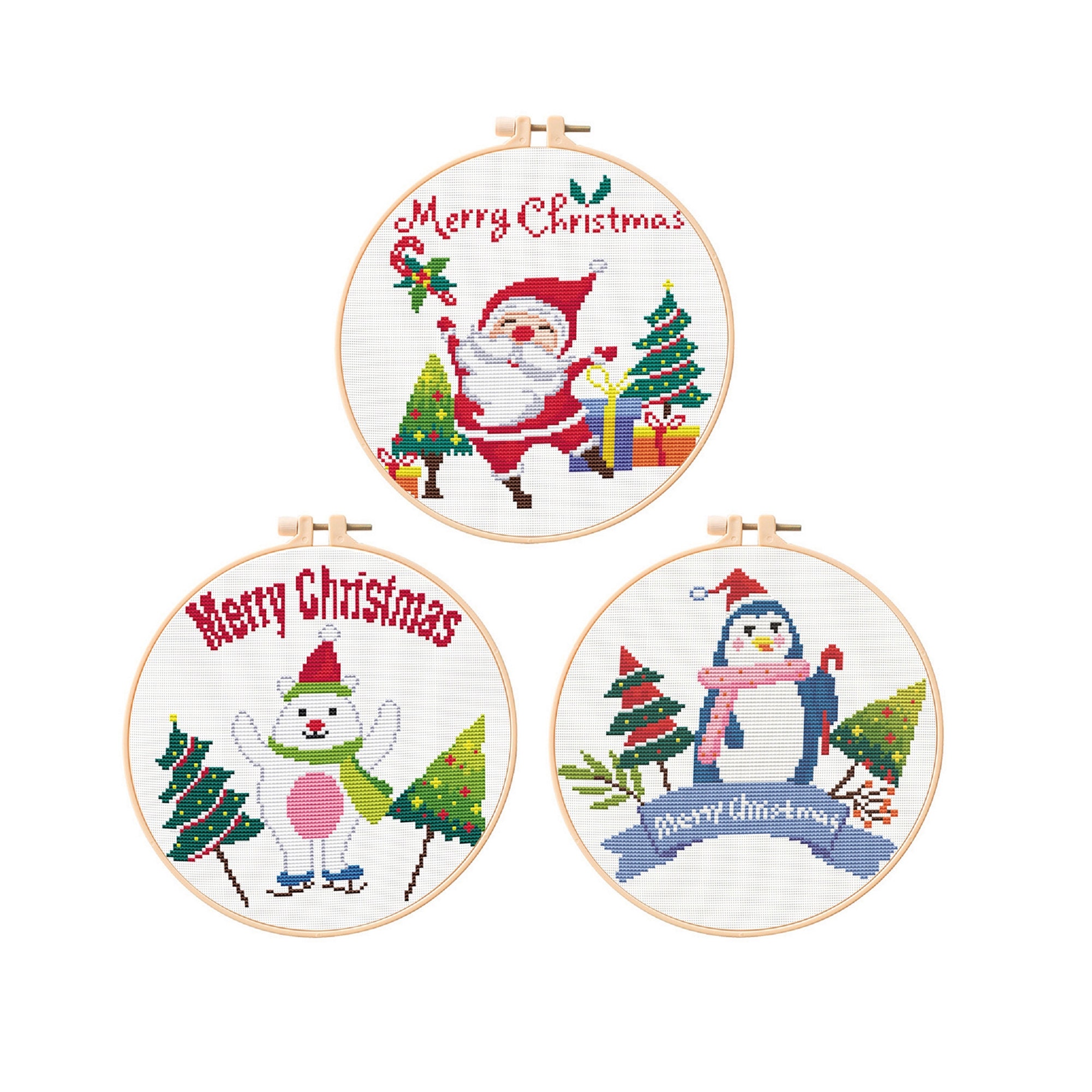 Merry Christmas Cross Stitch Kit Beginners Santa Cross Stitch Etsy