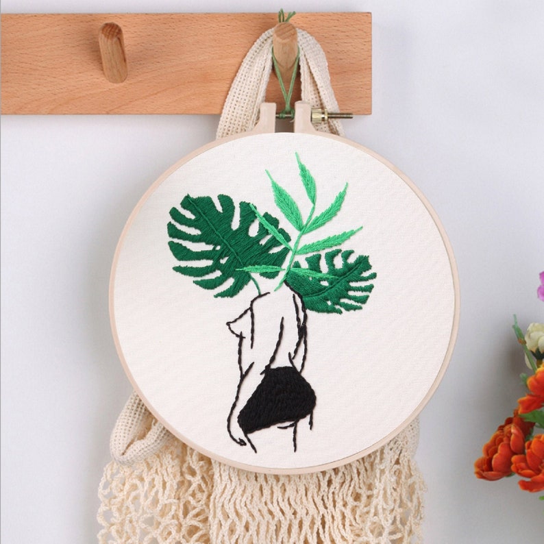 Beautiful Girl Embroidery Kit Feminist Art Embroidery Starter Kits Female Gift Stitching Gift D
