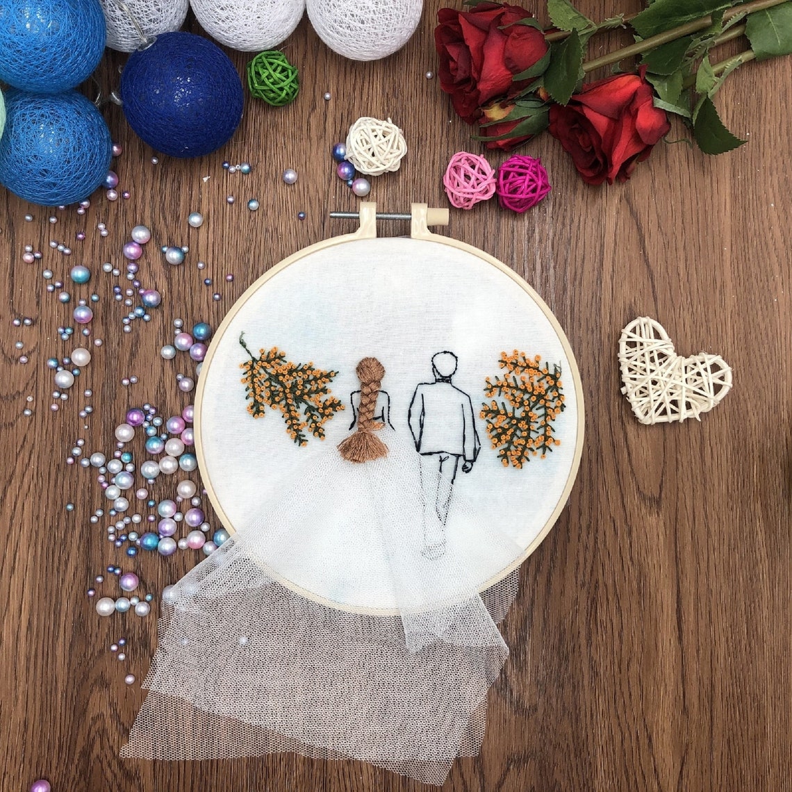 Husband and wife embroidery kit lovers embroidery handmade  etsy Husband and wife embroidery kit lovers embroidery handmade  etsy