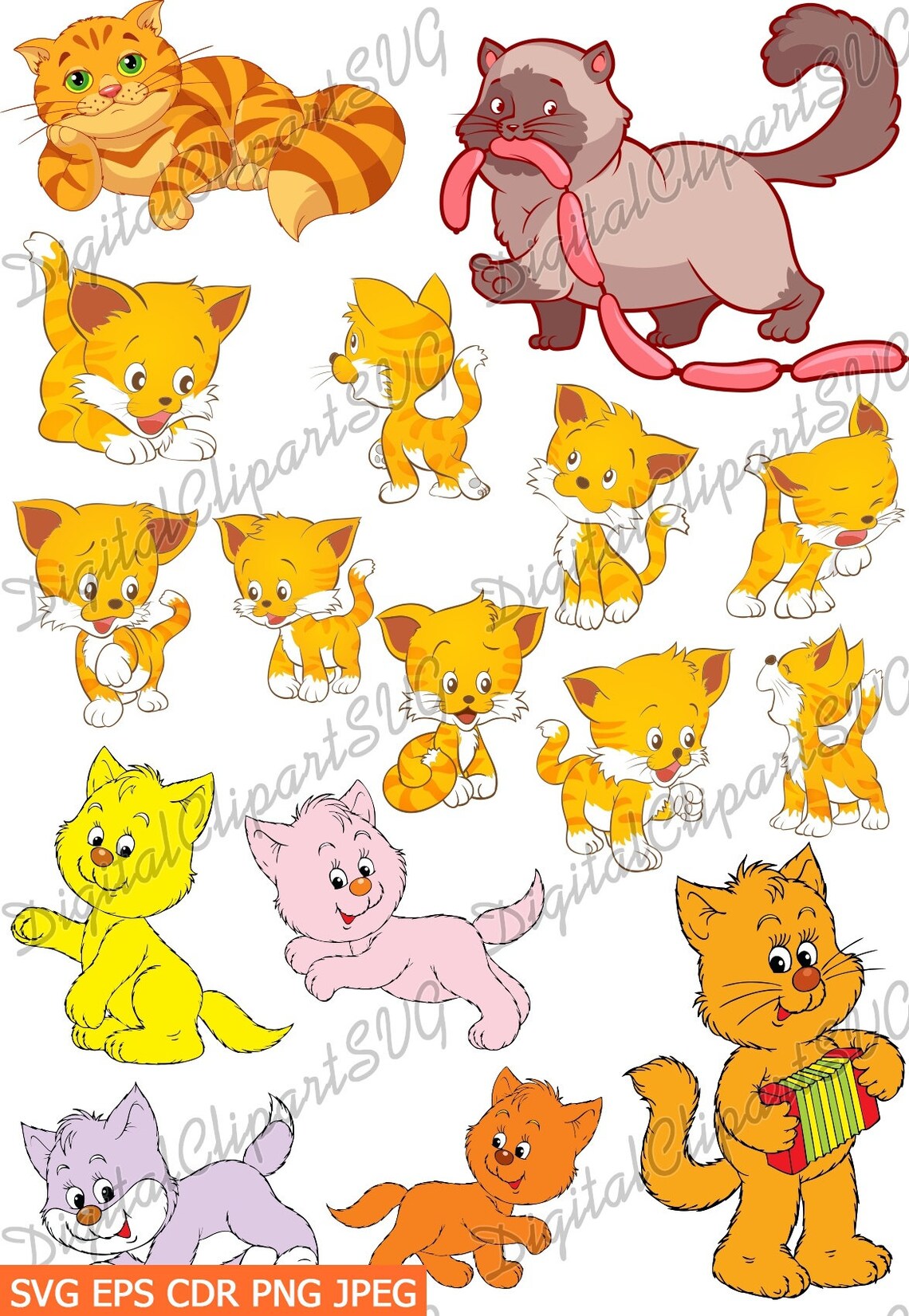 Cute cats SVG Cute cats clipart Cats svg cut file Cute cats | Etsy