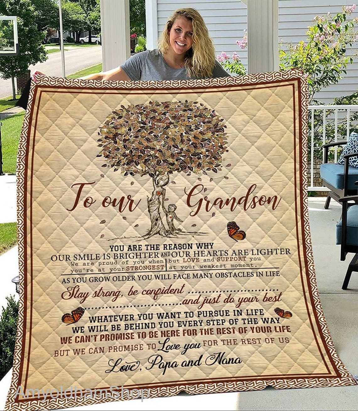 To Our Grandson Quilt Gift For Grandson From Papa and Nana Etsy