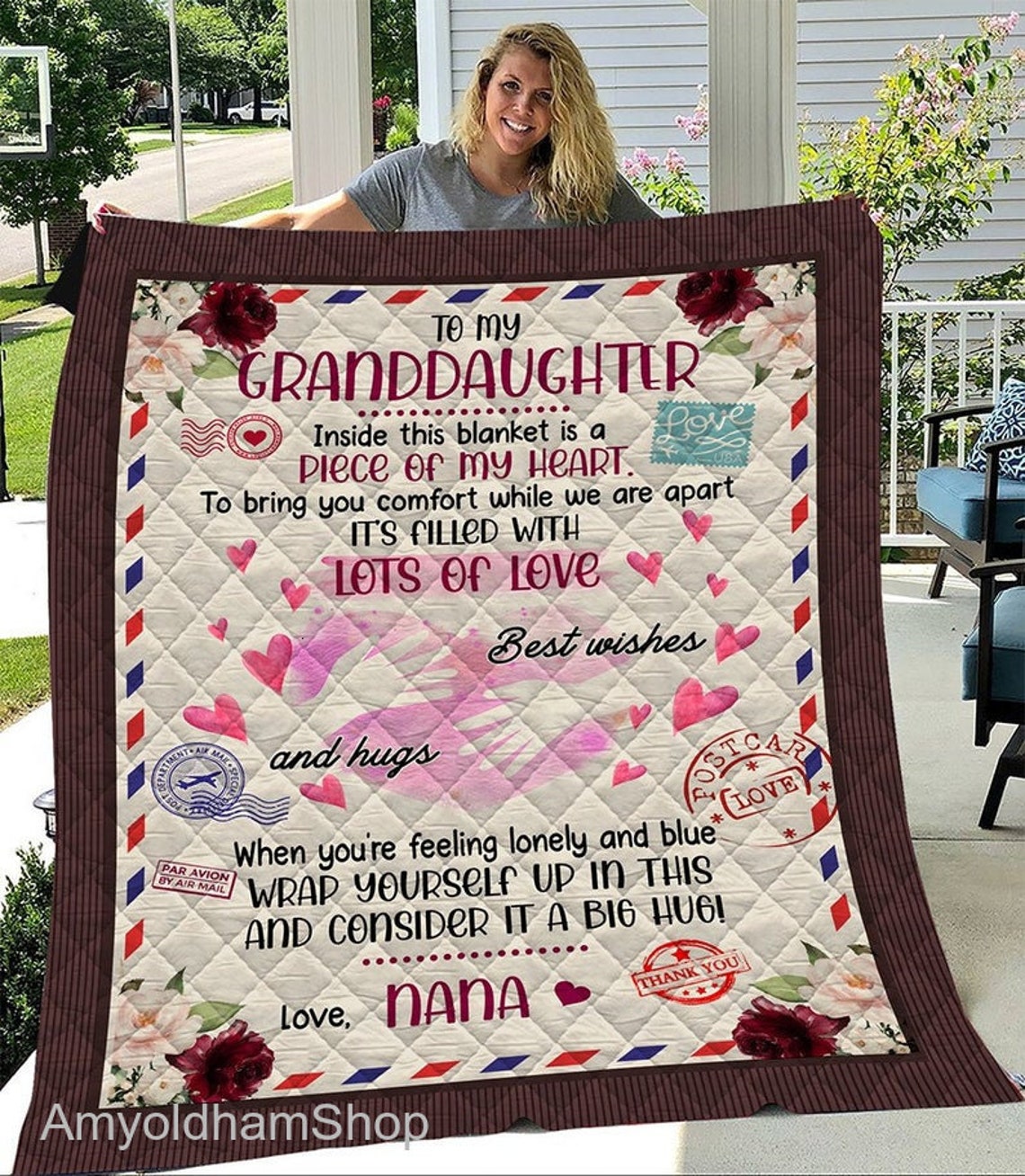 To My Granddaughter Quilt Gift For Granddaughter From Nana Etsy