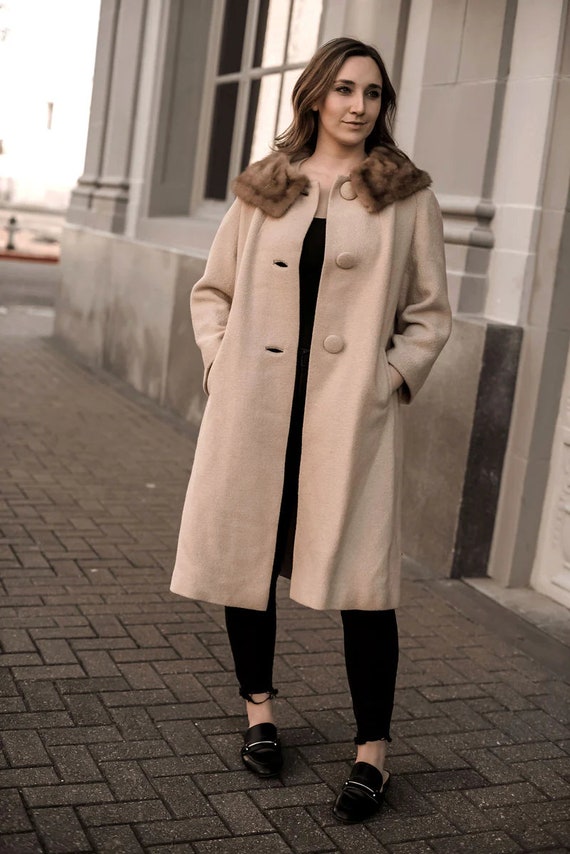 Fur collar swing coat cheap