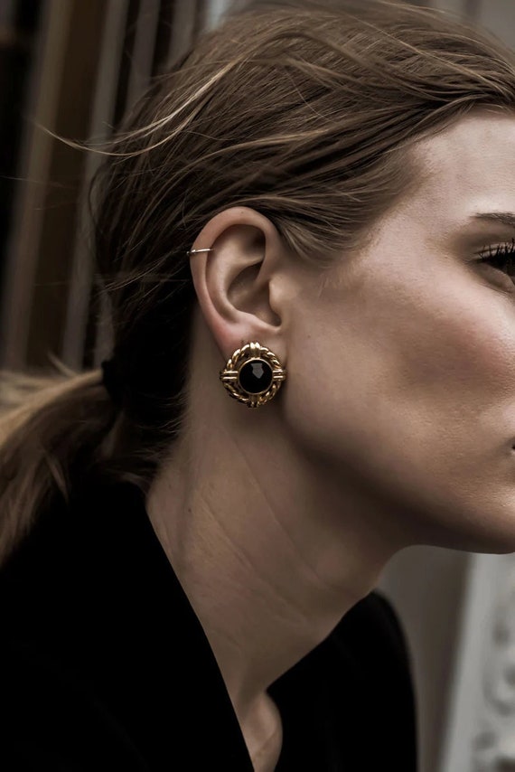 SWAROVSKI rope earrings / vintage gold statement e
