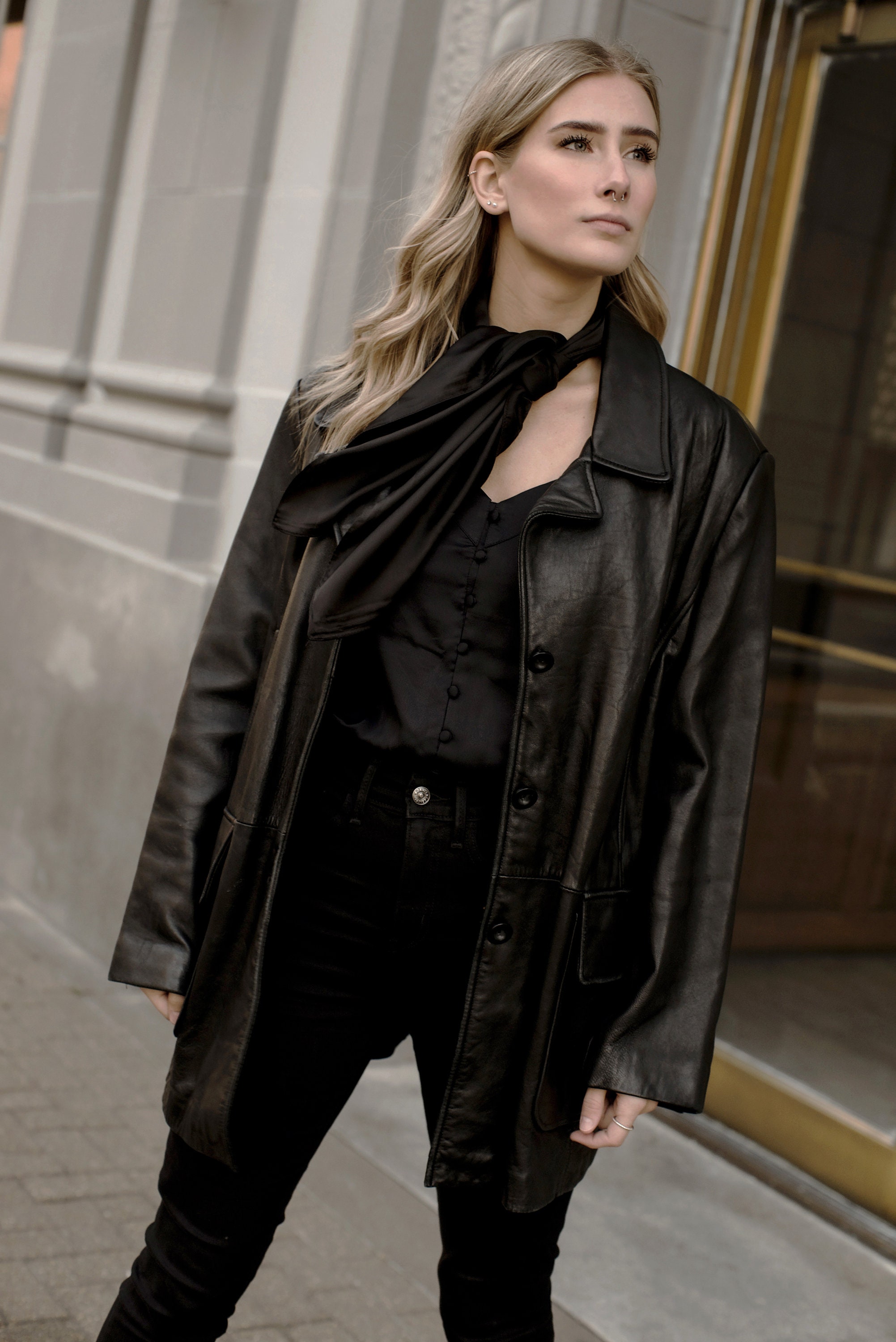 Oceane - Black Leather Coat