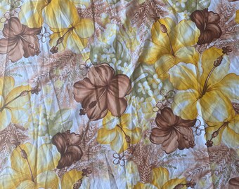 38" x 28" vintage Hawaiian print.  Nylon fabric. Remnant.