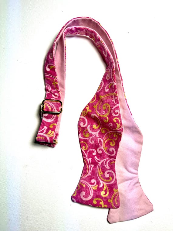 Pink & Gold Swirl Self Tie Bow Tie