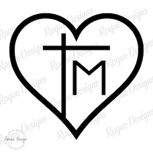 Marian Cross Heart Decal, Christian Decal, Cross Sticker, Jesus Decal, Vinyl Decal, Church Sticker, Religious Decals, Vinyl Car sticker