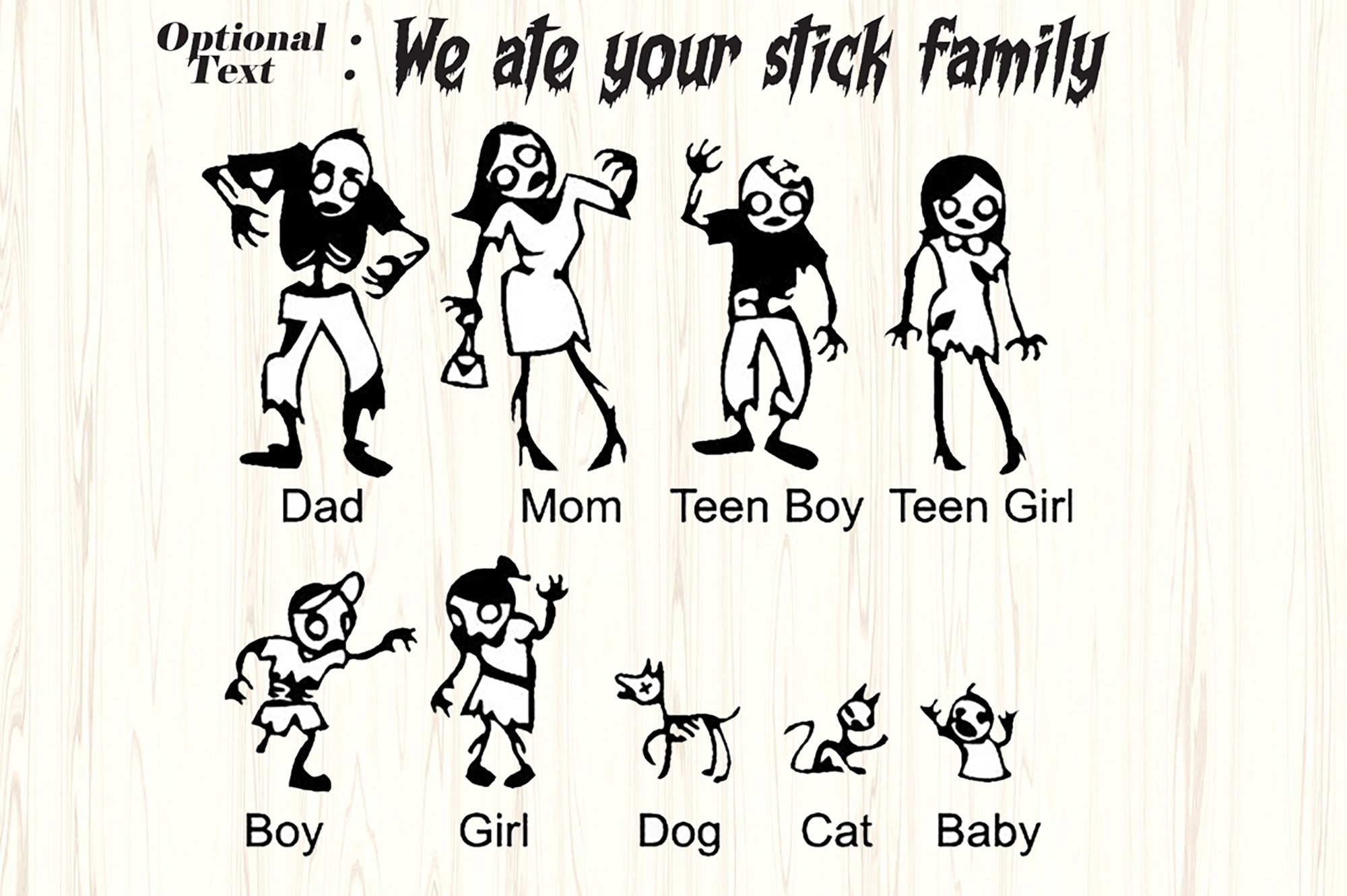 Zombie Family Car Stickers