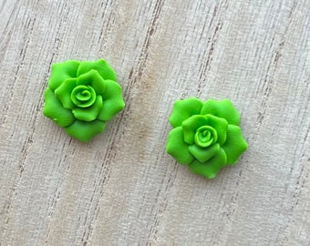 Green Apple Rose Earrings