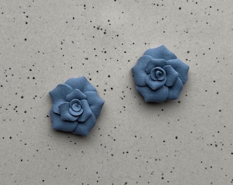 Dusty Blue  Rose Earrings