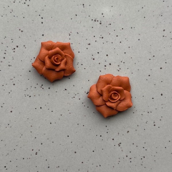 Burnt Orange Rose Earrings