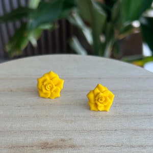 Yellow Rose Earrings