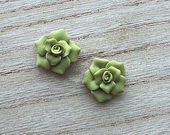 Swamp Green Rose Earrings