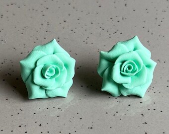 Mint Rose Earrings