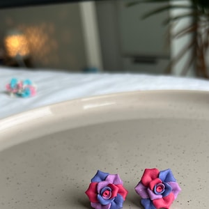 Gay Pride Rose Earrings Rainbow, Transgender, Bisexual, Asexual, Pansexual, Lesbian, MLM Bisexual