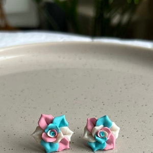 Gay Pride Rose Earrings Rainbow, Transgender, Bisexual, Asexual, Pansexual, Lesbian, MLM Transgender