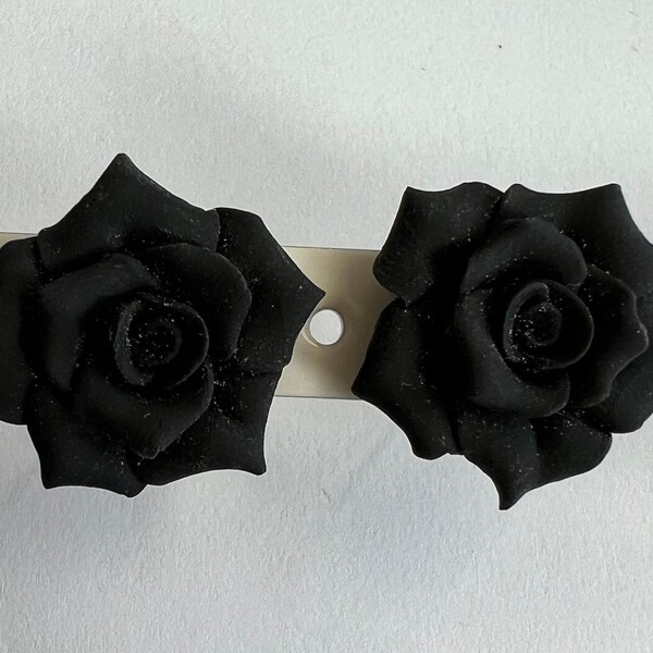 Black Rose Earrings Etsy
