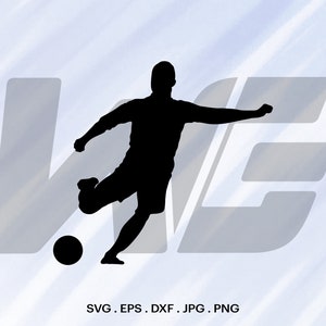 Soccer Player Silhouette Svg, Soccer Player Kicking The Ball Svg, Cut File For cricut, Clipart, Digital Download, Vector, Silhoutte.