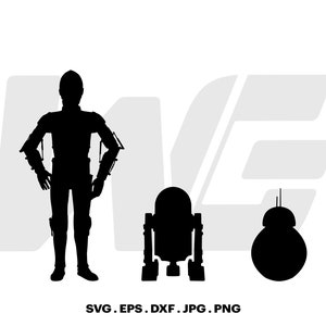 Str Wars SVG, StarWar Droid SVG, Droid Silhouette. Schnittdatei für Cricut, Clipart, Digital Download, Vektor, Silhouette.