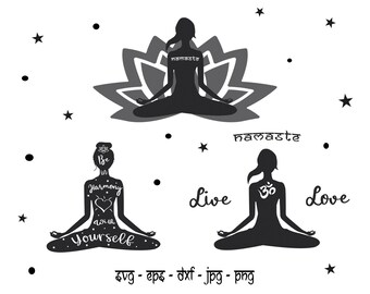 Namaste Yoga SVG Bundle, Meditation Empowerment Graphics (Digital Download)