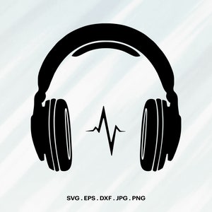 Kopfhörer SVG, geschnitten E-Datei für Cricut, Clipart, digitaler Download, Vektor, Silhoutte, Svg, Eps, Dxf, Png, Jpg