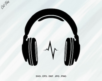 Hörlurar SVG-klippfil, Clipart-vektor (digital nedladdning)