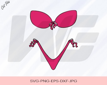 ビキニ SVG、ビキニ デザイン SVG、水着 SVG、ビーチ T シャツ SVG、cricut 用カット ファイル、クリップアート、デジタル ダウンロード、ベクター。