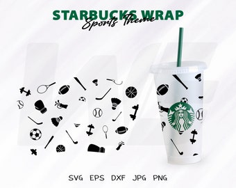 Starbucks Cup Wrap Sports thème, Starbucks Sports Full Wrap, SVG Files For Cricut, -Venti Cup 24 OZ-