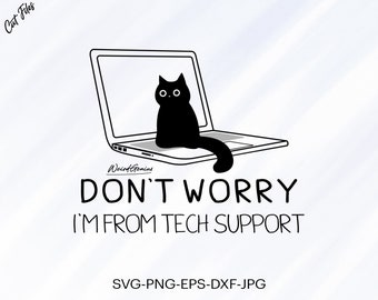 Funny Cat Tech Support Svg, Laptop Design (Digital Download)