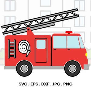 Fire Truck (svg, eps, dxf, png, jpg) (Digital Download)