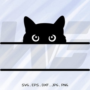 Cat Peeking Svg, Black cat Svg, Split Cat Peeking Svg, Cut File für Cricut, Clipart, Digital Download, Vektor, Silhoutte.