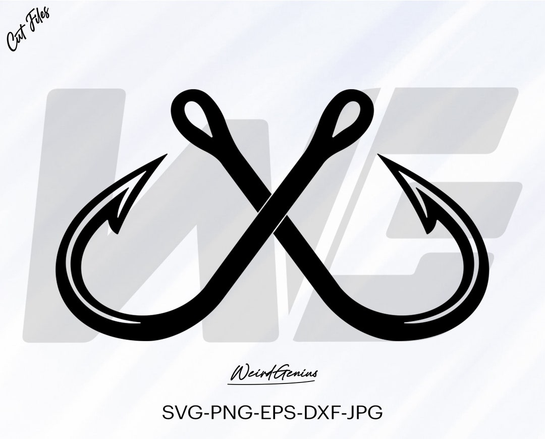 Crossed Fishing Hook Svg, Fishing Hook Svg, Bass Fishing Svg, Fishing