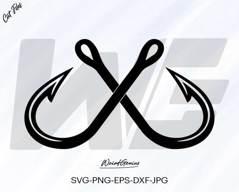 Crossed Fishing Hook Svg Fishing Hook Svg Bass Fishing Svg Etsy