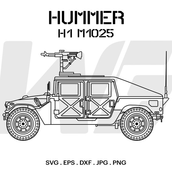 Humvee H1 M1025 Military Vehicle Svg, Humvee Outline Svg, Hummer Svg, Hummer Blueprint Svg, Cut File For cricut, Clipart, Digital Download.