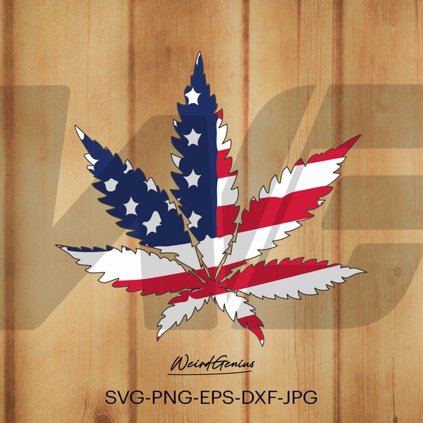 American Marijuana Svg, Weed Leaf Svg, Weed Svg, High Quality File, Cut File For Cricut, Svg, Png, Eps, Dxf, Jpg.