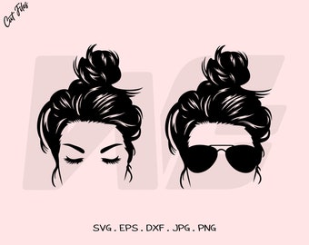 Messy Bun Mom Life SVG, Hair Clipart Vector (Digital Download)