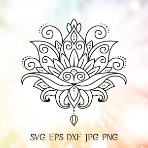 Lotus Mandala SVG, Lotus Flower Clipart (Digital Download)