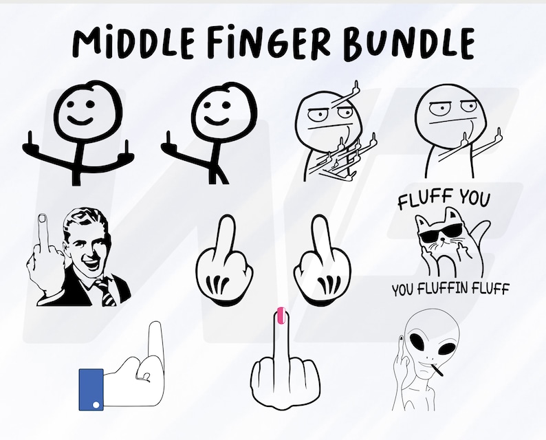 Middle Finger Dxf File Funny Middle Finger SVG Bundle, F You Digital Print (svg, Png, Eps, Dxf ...