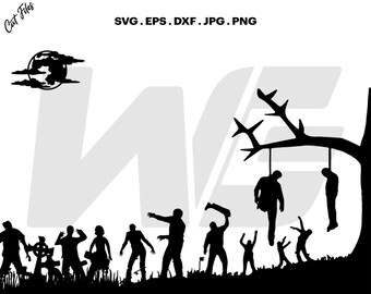Zombie SVG, Zombie Cemetery SVG, Zombies Silhouettes, Dead Walking SVG, Cut File For cricut, Clipart, Digital Download, Vector, Silhoutte.