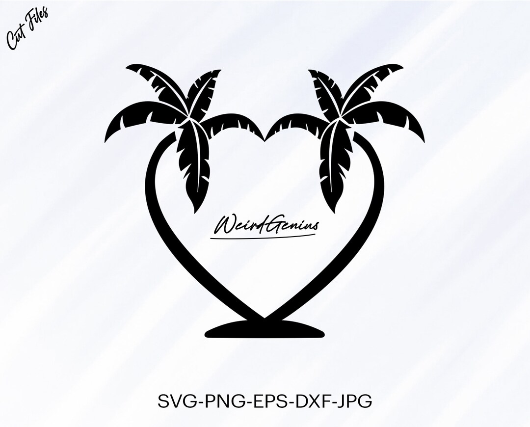 Palm Tree Heart Shape Svg, Palm Tree Svg, Digital Download, High